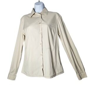 Italian-Made Button-Down Blouse Cream M Classic Capsule Jeckerson Quiet Luxury